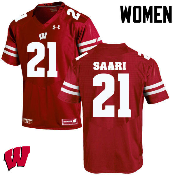 Women Wisconsin Badgers #21 Mark Saari College Football Jerseys-Red